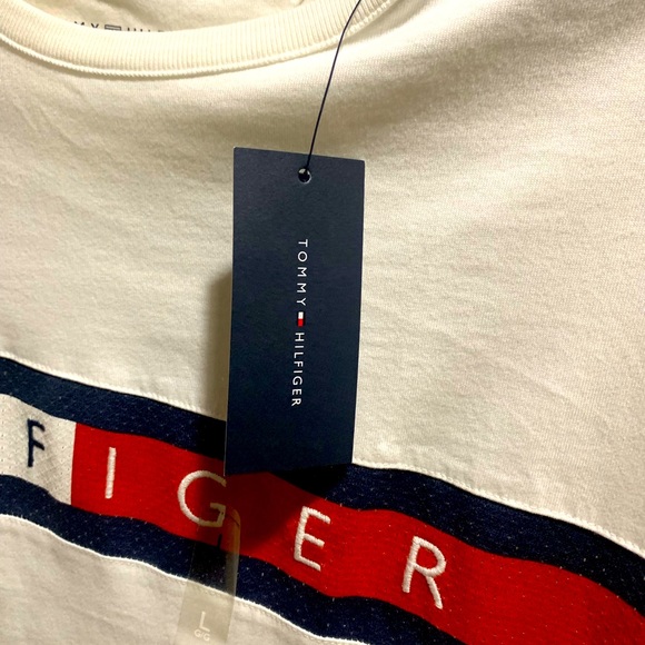 Tommy Hilfiger White Graphic Logo Tee Size L - Picture 6 of 7